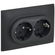 Розетка 2-м SKANDY 16А с заземл. защ. шторки в сборе SK-R07G графит IEK SK-R24-16-K53-F