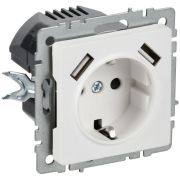 Розетка BRITE РЮш10-1-БрАБ 16А с USB A+A 2.1А с заземл. защ. шторки механизм арктич. бел. IEK BR-R14-16-U21-D21-K91